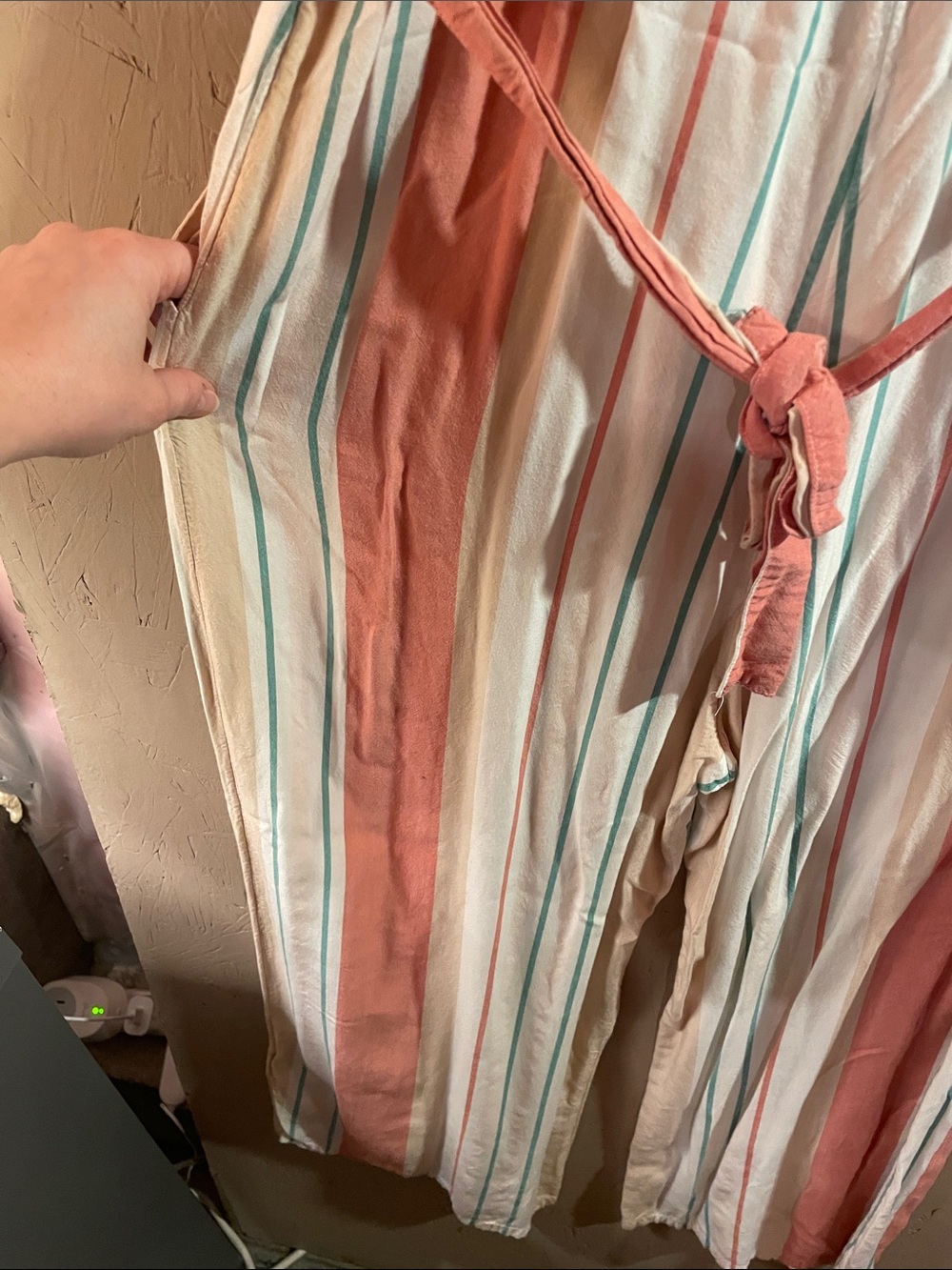 Roxy Cream, Coral & Aqua Striped Wide-Leg Jumpsuit - Picture 6 of 6